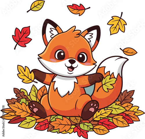 Basic RFox with Autumn Leaves – Vector