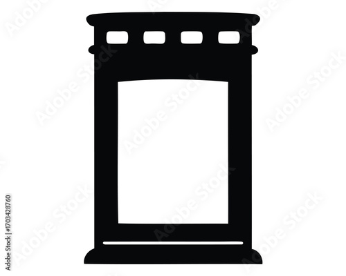 A black and white illustration of a traditional grave candle lantern