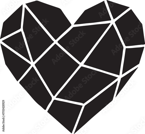 Heart shape in low-poly geometric style, perfect for modern, creative, and romantic designs.