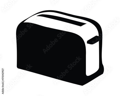 Black and white minimalist image of a toaster, ready to make toast