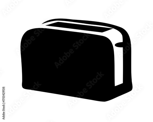 Modern black and white toaster illustration on a plain white background