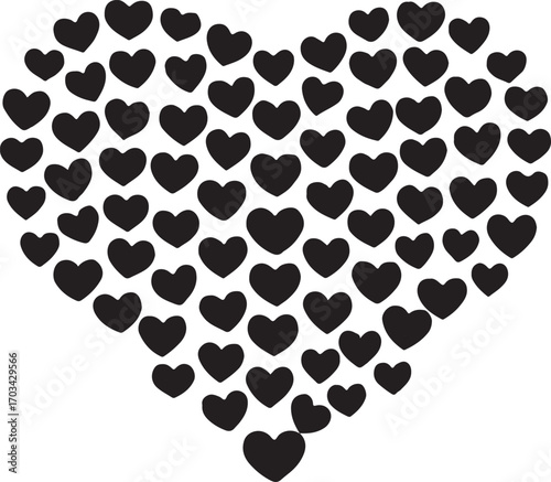 Heart shape composed of numerous tiny hearts, perfect for love and romantic designs.