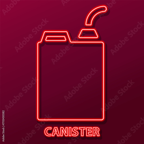 canister neon sign, modern glowing banner design, colorful modern design trend on black background. Vector illustration.