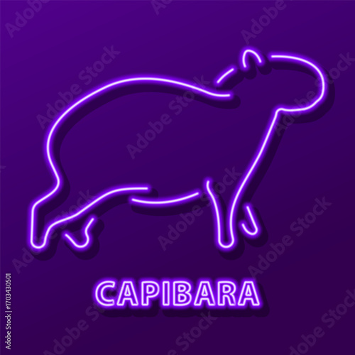 capibara neon sign, modern glowing banner design, colorful modern design trend on black background. Vector illustration.
