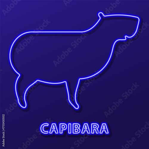 capibara neon sign, modern glowing banner design, colorful modern design trend on black background. Vector illustration.