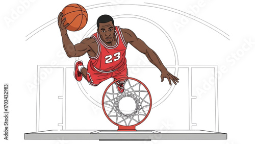 Basketball and Basketball Player Vector Silhouette Illustration Set AI EPS PNG