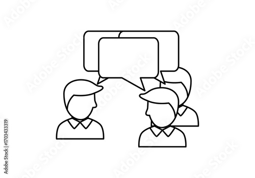 Icono negro de personas en reunión