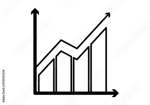 Icono negro de gráfico creciente en fondo blanco