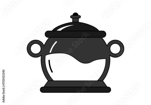Icono negro de bote con comida en fondo blanco