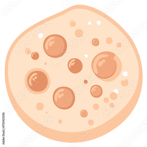 Simple Circular Illustration of Textured Object with Round Pores and Bumps in a Soft Beige Color Palette