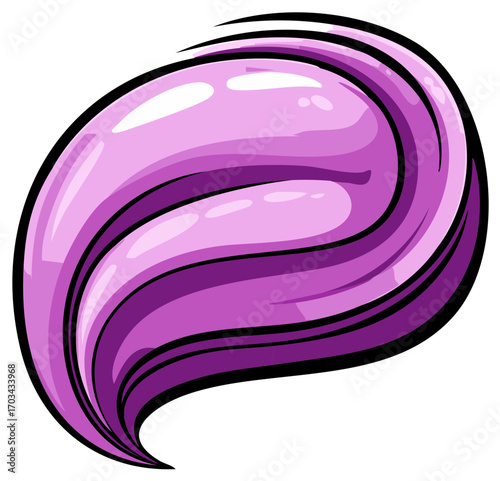 Purple stylized hair design with dark outlines and reflective highlights, illustration