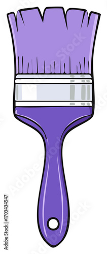 Cartoon Illustration of a Single Purple Paintbrush for Arts and Crafts Projects