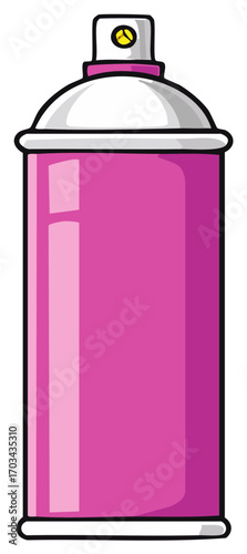 Pink spray paint can illustration with white cap and nozzle