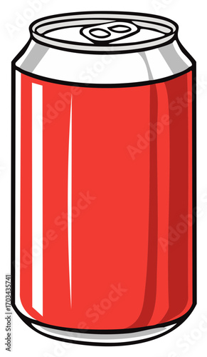 Bright red aluminum soda can with silver top and pull tab