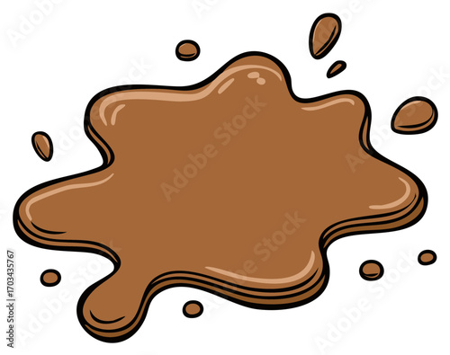 Brown cartoon liquid splash graphic illustration messy muddy puddle blot chocolate spill element