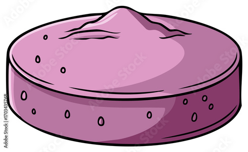 Cartoon Illustration of a Round Purple Mousse or Creamy Food Dip