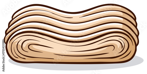 Illustration of a swirl pastry, brown and beige color, cartoon style