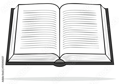 Illustration of an open book with blank pages, ready for reading or writing