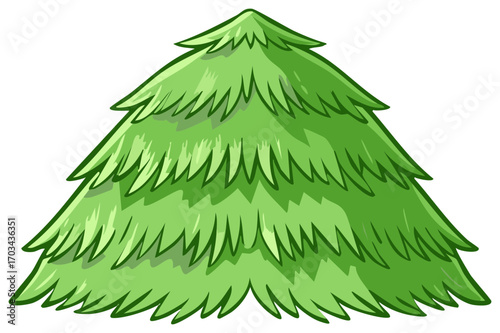 Cartoon illustration of a simple green evergreen fir tree for nature and holiday designs.