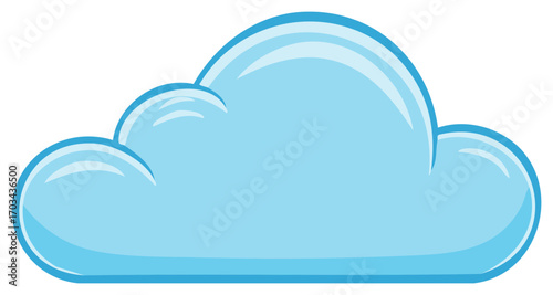 Clean sky blue cloud icon with glossy light reflections