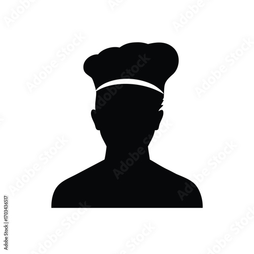 Silhouette icon of a chef in a toque hat