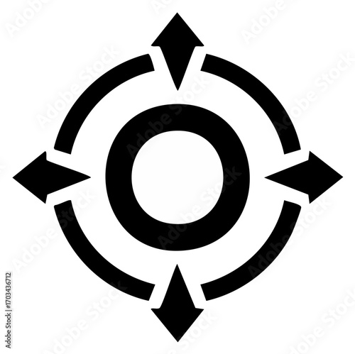 Directional Arrows Circling Target Pointing Outwards Radial Navigation Symbol