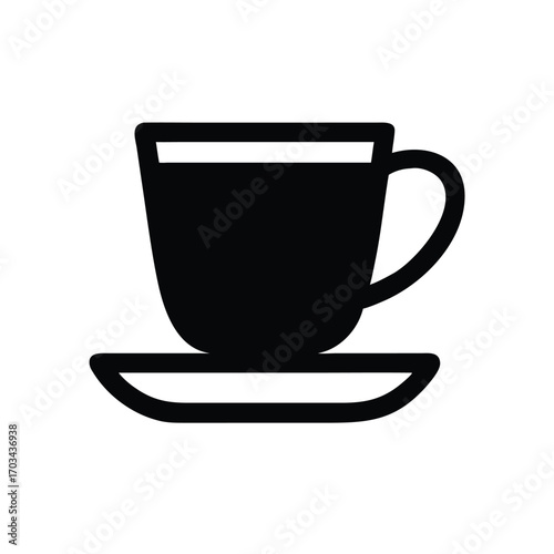 Minimalist Hot Beverage Cup and Saucer Icon