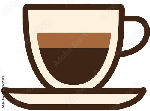 Espresso Macchiato Coffee Cup Icon - Layered Coffee Illustration