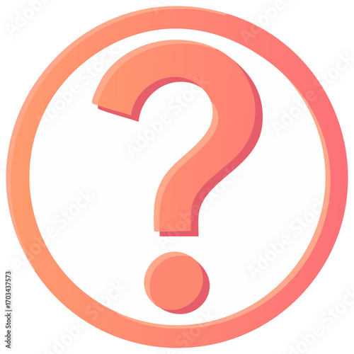 Coral Question Mark Symbol Isolated Inside Rounded Circle Uncertainty And Support Illustration