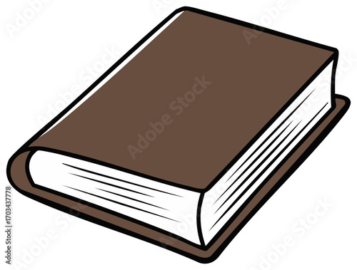 Closed Book with Brown Cover, Illustrated Binding for Reading and Education Themes
