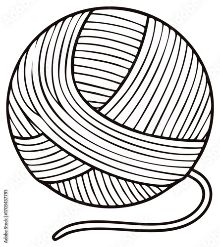 Outline drawing of a ball of yarn with a loose strand