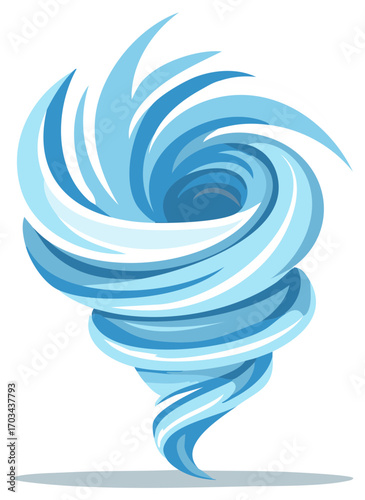 Stylized Blue Tornado or Whirlwind Icon Illustration for Weather and Power Concepts