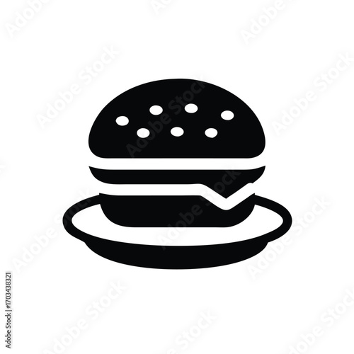 Burger Silhouette on Plate