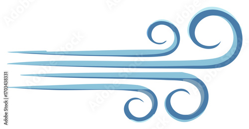 Stylized Wind Illustration of Air Currents Representing Breeze and Strong Gusts
