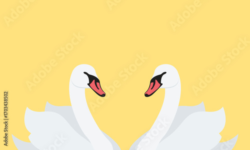 Logo White Swan Flat bird vector illustration.