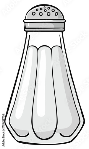 Classic glass salt shaker with silver perforated lid for seasoning food
