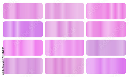  Lilac gradient, A set of light purple glossy gradients, The texture of a smooth blossom surface. A collection of spring metallic gradients, fresh gradients, lilac pack, Vector illustration, vector 10