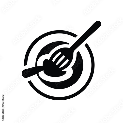 Silhouette Pasta Plate Fork Spoon