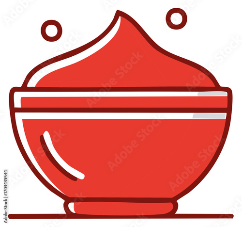 Stylized Red Bowl Filled with Swirled Red Sauce or Cream