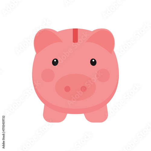Cute piggy bank vector illustration on white background