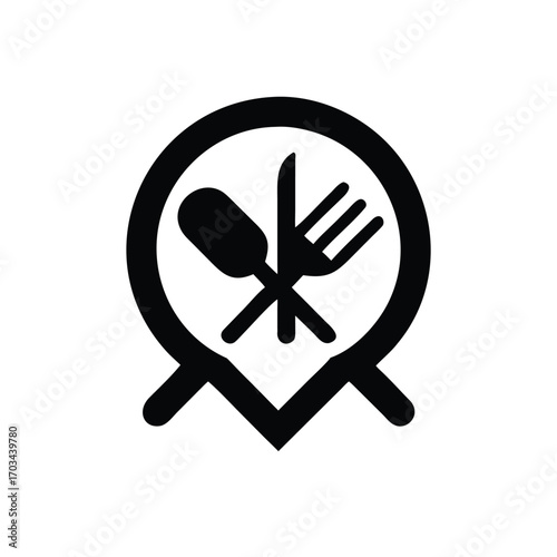 Restaurant Locator Pin Icon Graphic
