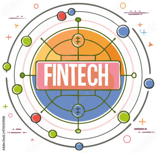 Financial Technology Fintech Innovation Concept with Circular Design Elements
