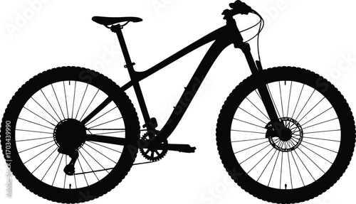 Black mountain bicycle silhouette mountain bike wheels