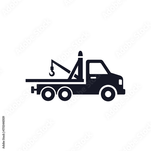Tow truck icon showing roadside assistance service with vehicle breakdown support, tow truck driver providing transportation after automobile accident, roadside assistance ensures recovery and help,