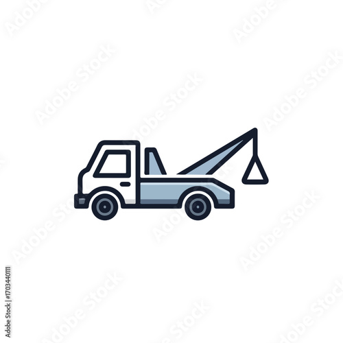 Tow truck icon with a service vehicle for roadside assistance, ready to provide help. Tow truck service for accidents on road, provides automotive recovery assistance and roadside support.