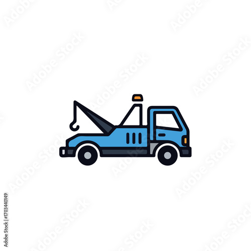 Tow truck icon shows vehicle towing assistance with breakdown rescue. Tow truck assistance icon shows professional roadside help, and vehicle emergency service with uniform.