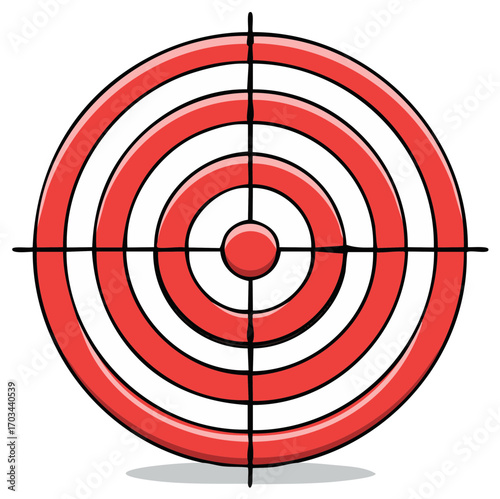 Classic Red and White Target Graphic with Black Crosshairs Accuracy and Precision Game