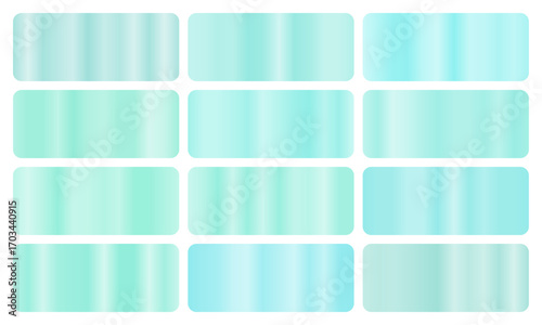 Mint gradient, A set of fresh green glossy gradients, The texture of a smooth herb surface. A collection of cool metallic gradients, refreshing gradients, mint pack, Vector illustration, vector 10eps
