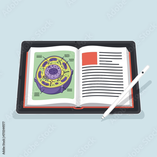 Study tablet displays a biological diagram, showcasing educational content with clear visuals and informational text, concept study tablet. Using study tablet makes learning accessible and convenient.