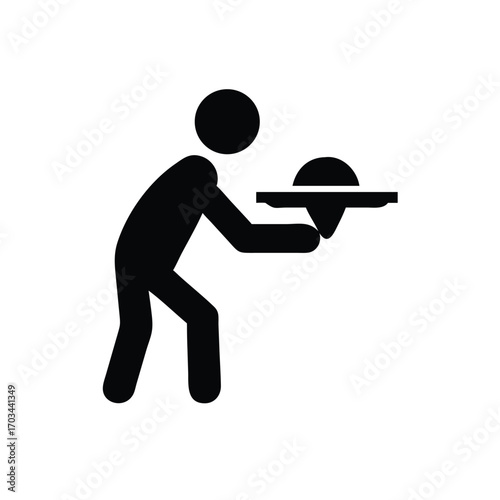 Silhouette of Server Holding Service Tray